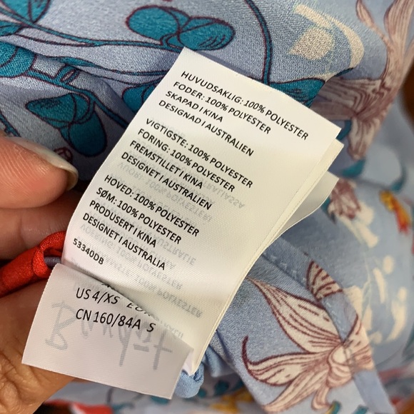 Bardot Blue Chiffon Floral Maxi - size 4 & 12 - Picture 9 of 11